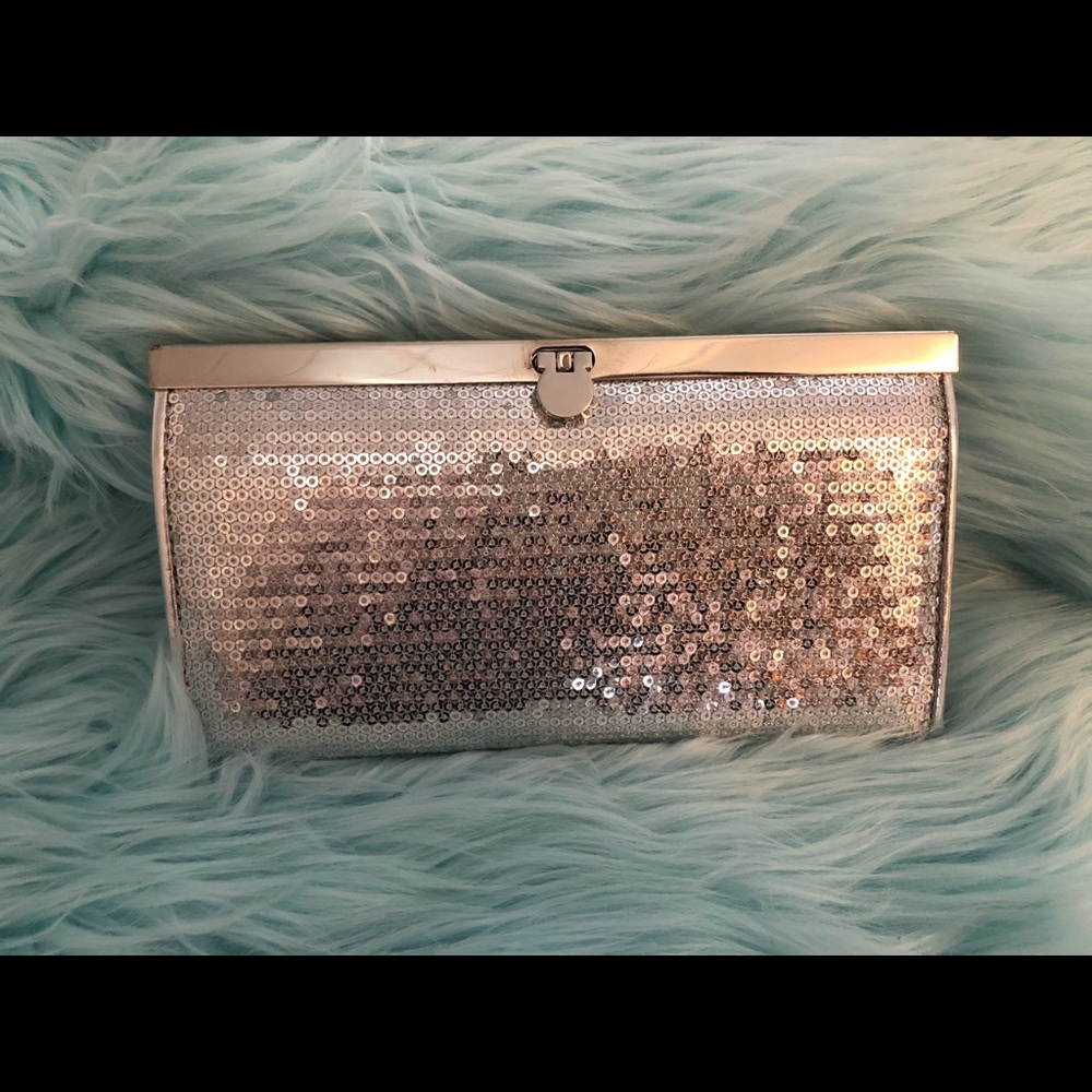 Classic Silver Sequined Clutch